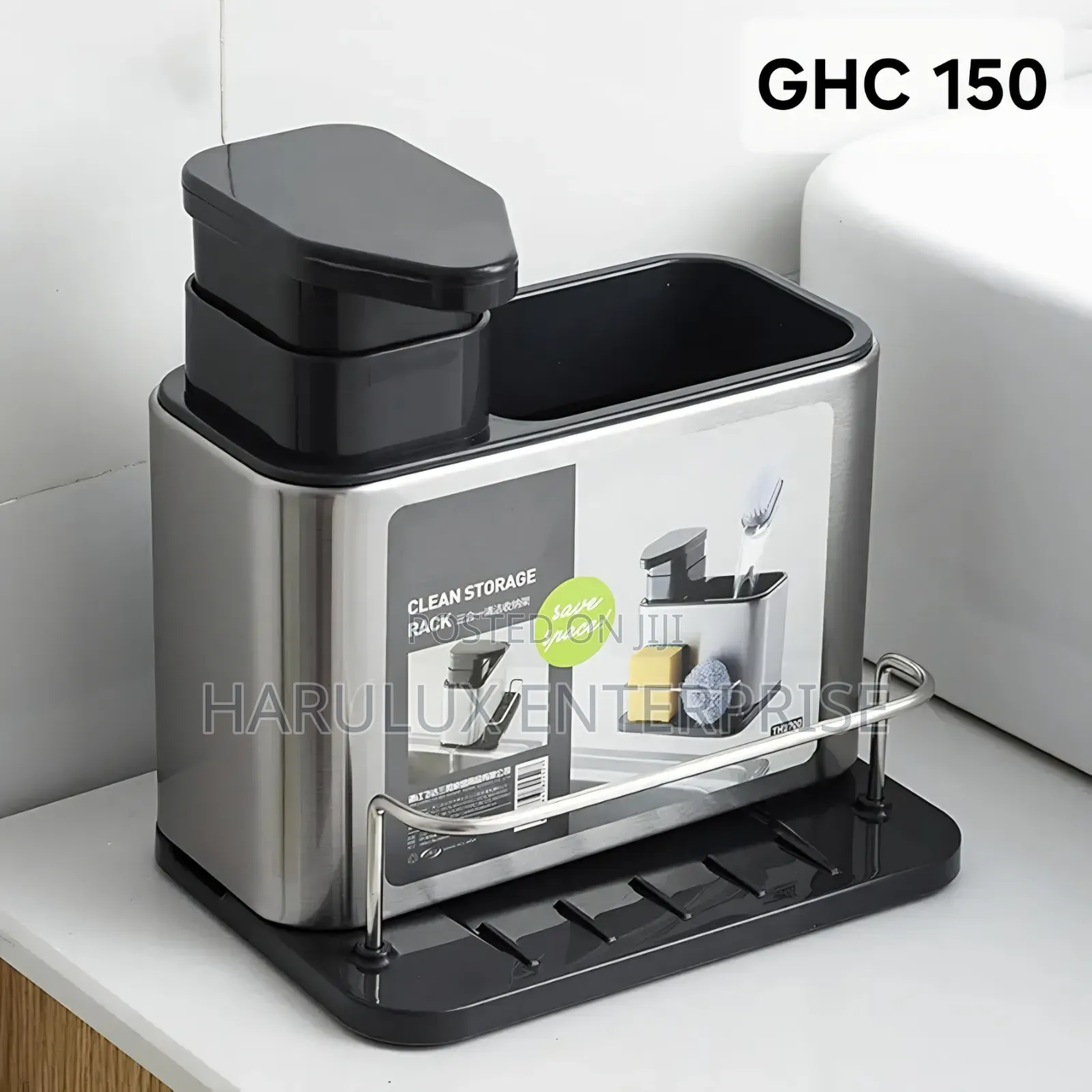 3-in-1 Stainless Steel Kitchen Sink Organizer Soap Dispenser