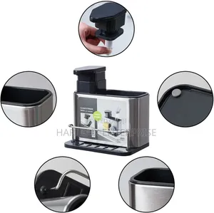 3-in-1 Stainless Steel Kitchen Sink Organizer Soap Dispenser