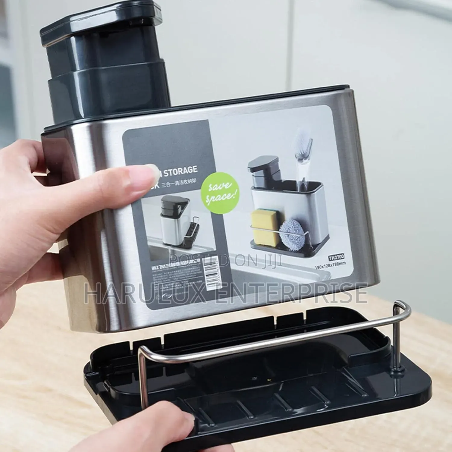 3-in-1 Stainless Steel Kitchen Sink Organizer Soap Dispenser