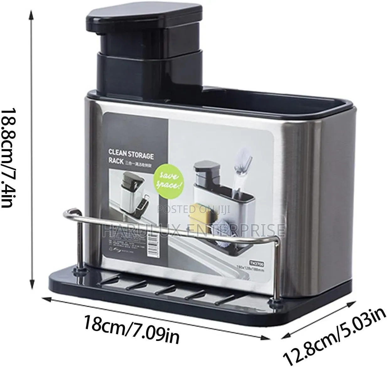 3-in-1 Stainless Steel Kitchen Sink Organizer Soap Dispenser