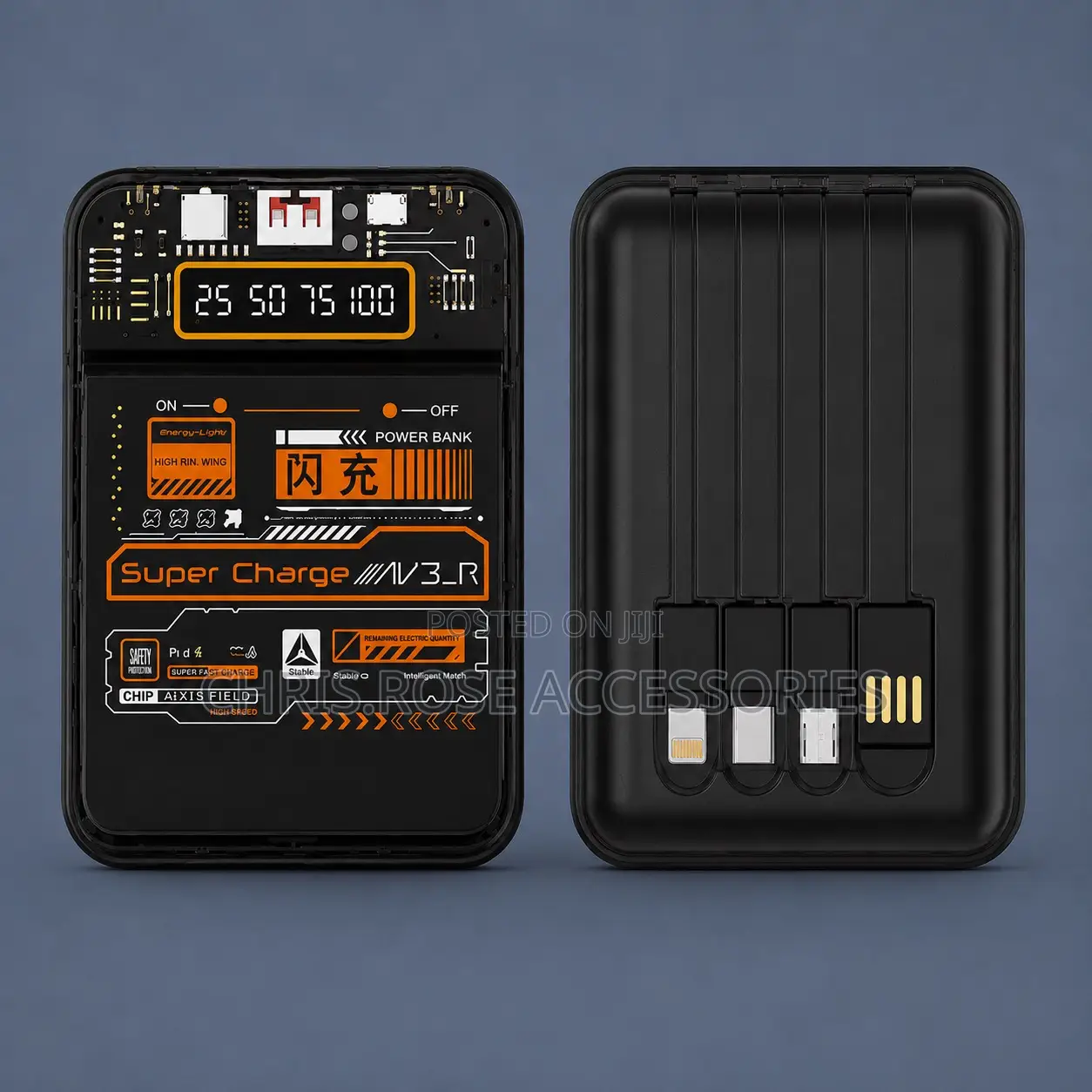 Super Fast Charging Power Bank With Built-in 4 Charging Cables