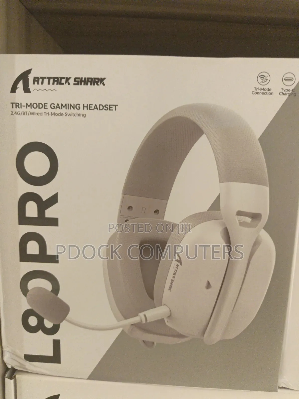 Attack Shark L80 Pro Tri-Mode Gaming Headset (Black White)
