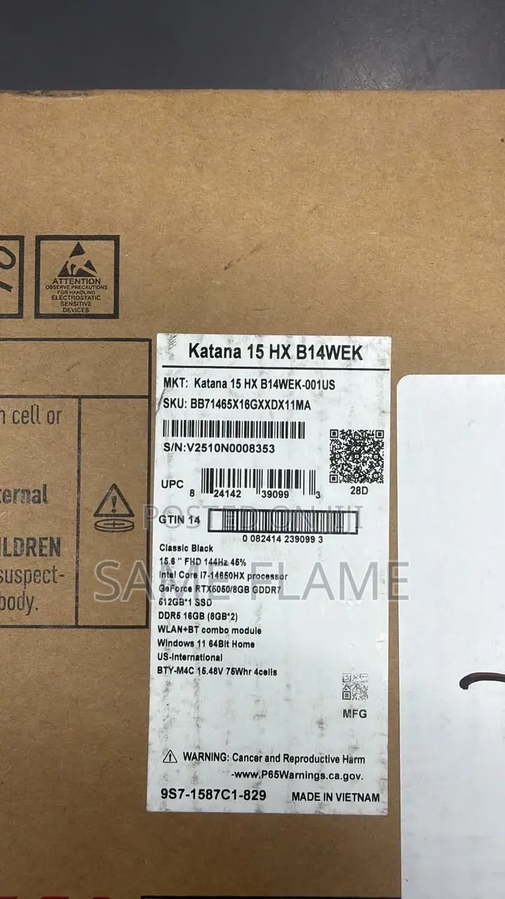 New Laptop MSI Katana 15 16GB Intel Core i7 SSD 512GB