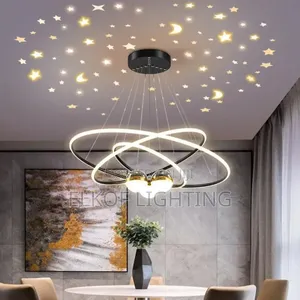 Circle Hanging 20+40+60cm Pendant 3 Ring Black Luxury Chandelier