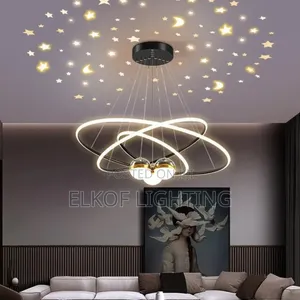 Circle Hanging 20+40+60cm Pendant 3 Ring Black Luxury Chandelier