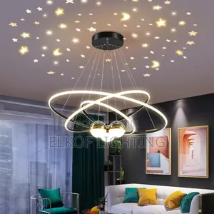 Circle Hanging 20+40+60cm Pendant 3 Ring Black Luxury Chandelier