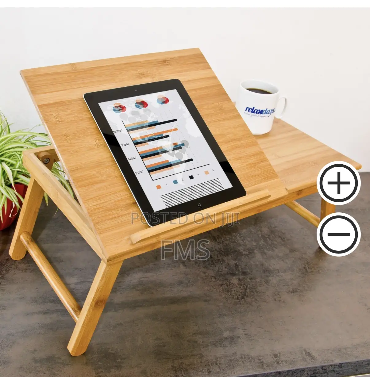 Relaxdays Adjustable Bamboo Laptop Bed Desk With Side Drawer