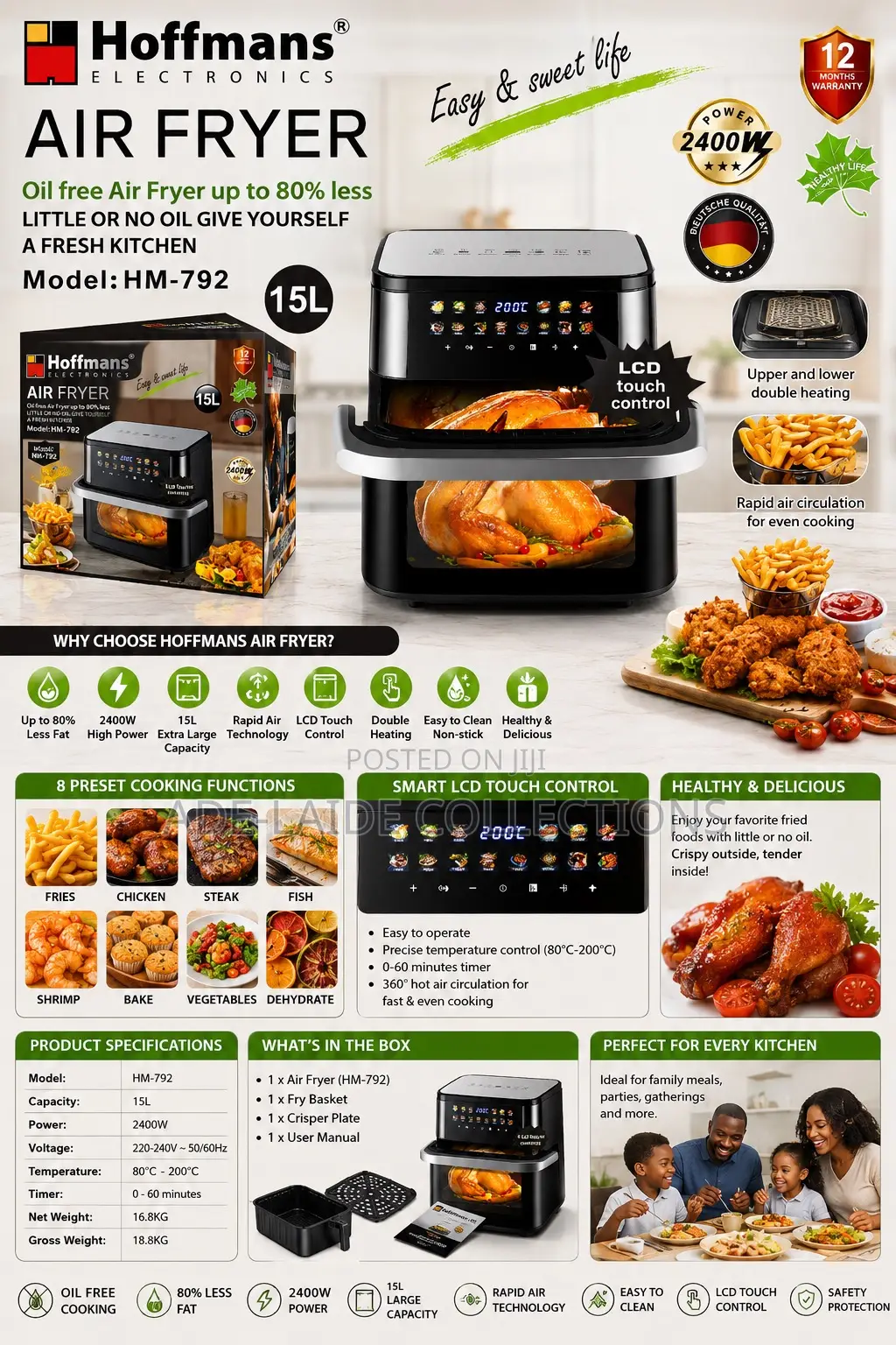 Hoffman Airfryer 15l Hm-792