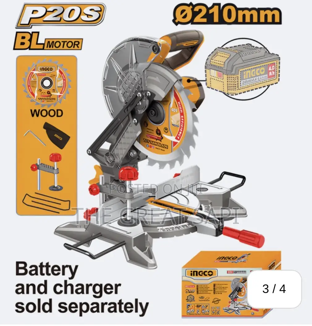 Ingco Cordless Lithium-Ion MitreSaw 210mm Without Battery and Charger