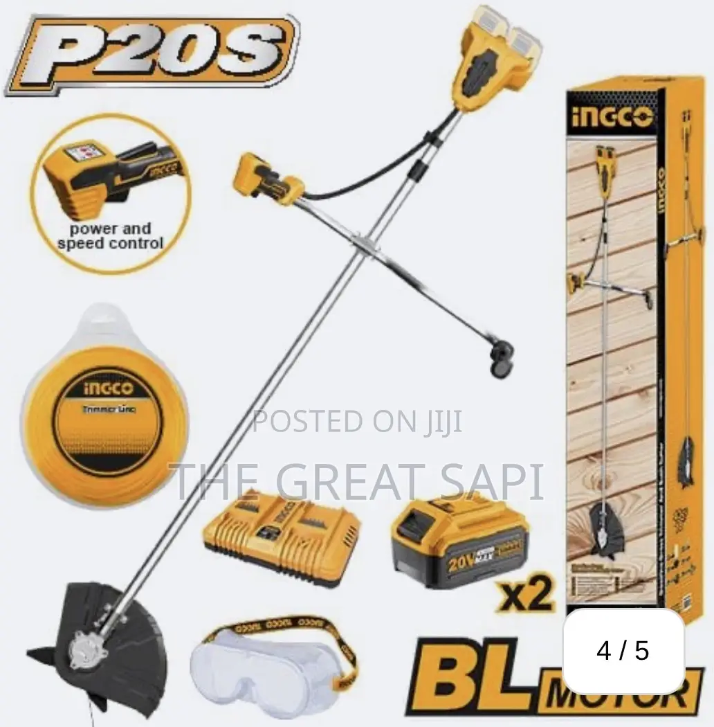 Ingco Cordless String Trimmer Bush Cutter With Safety Goggle
