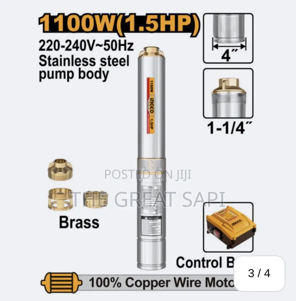 Ingco Submersible Pump 1100W 1.5HP