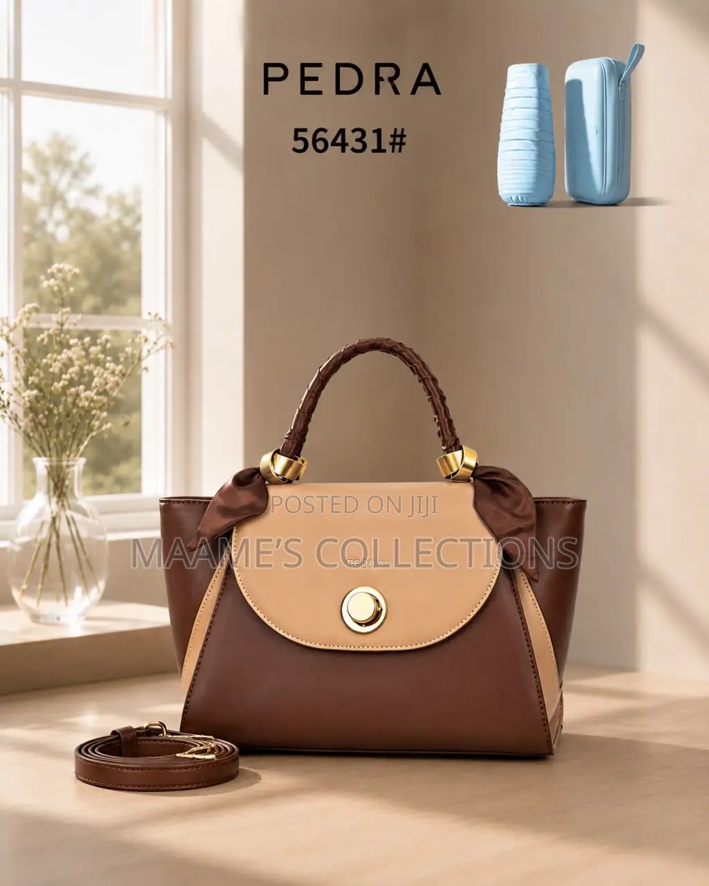 PEDRA 4-in-1 Ladies Handbag Set -Handbag, Purse, Scarf Long Strap