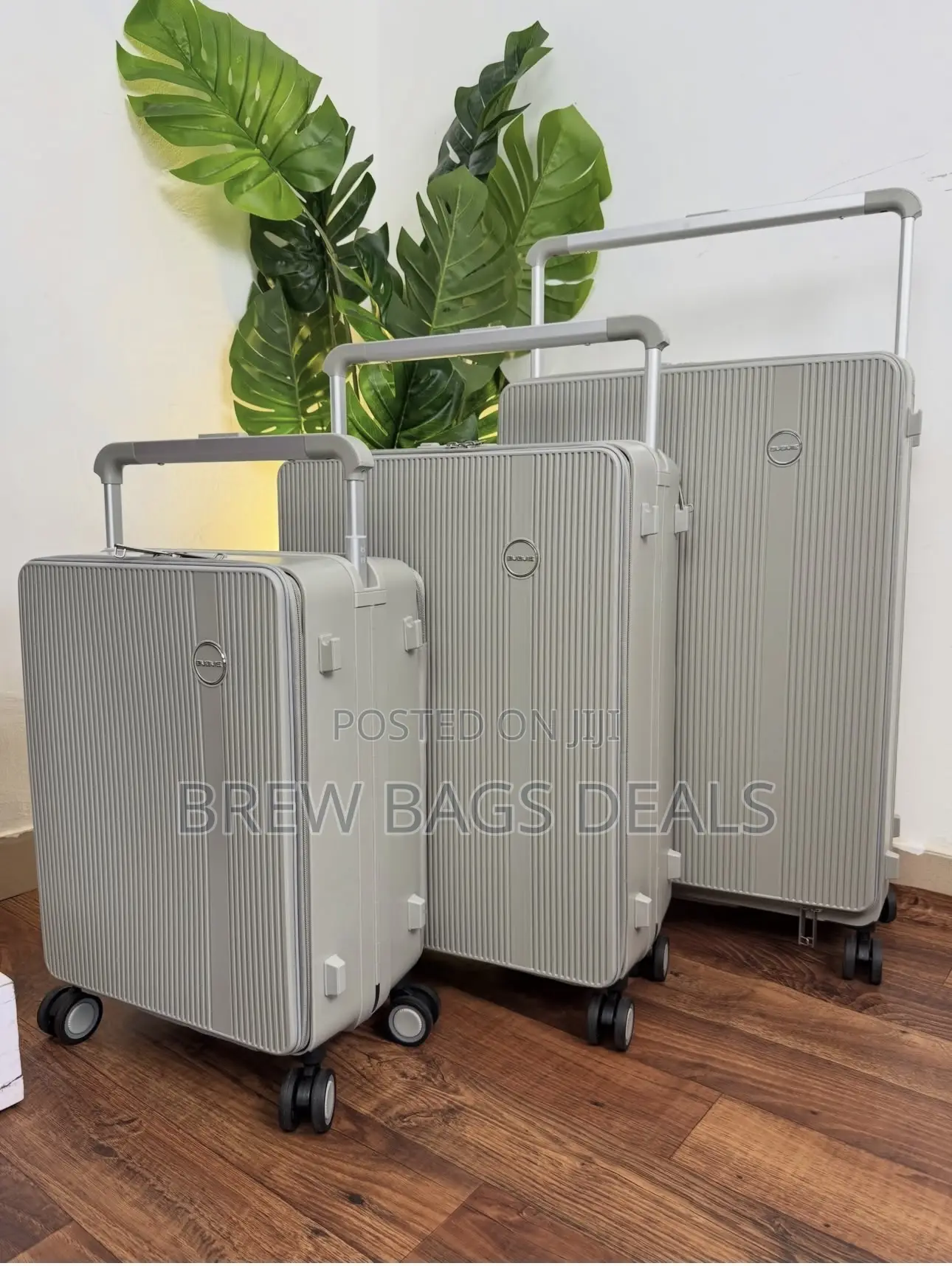Premium Quality Bubule 3set Beige Front Back Suitcase.