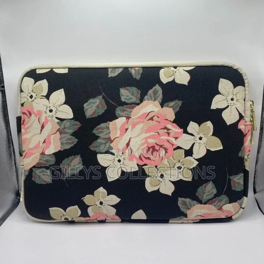 13 Inch Laptop Sleeve "Black Rose" Vintage Floral Pattern Bag