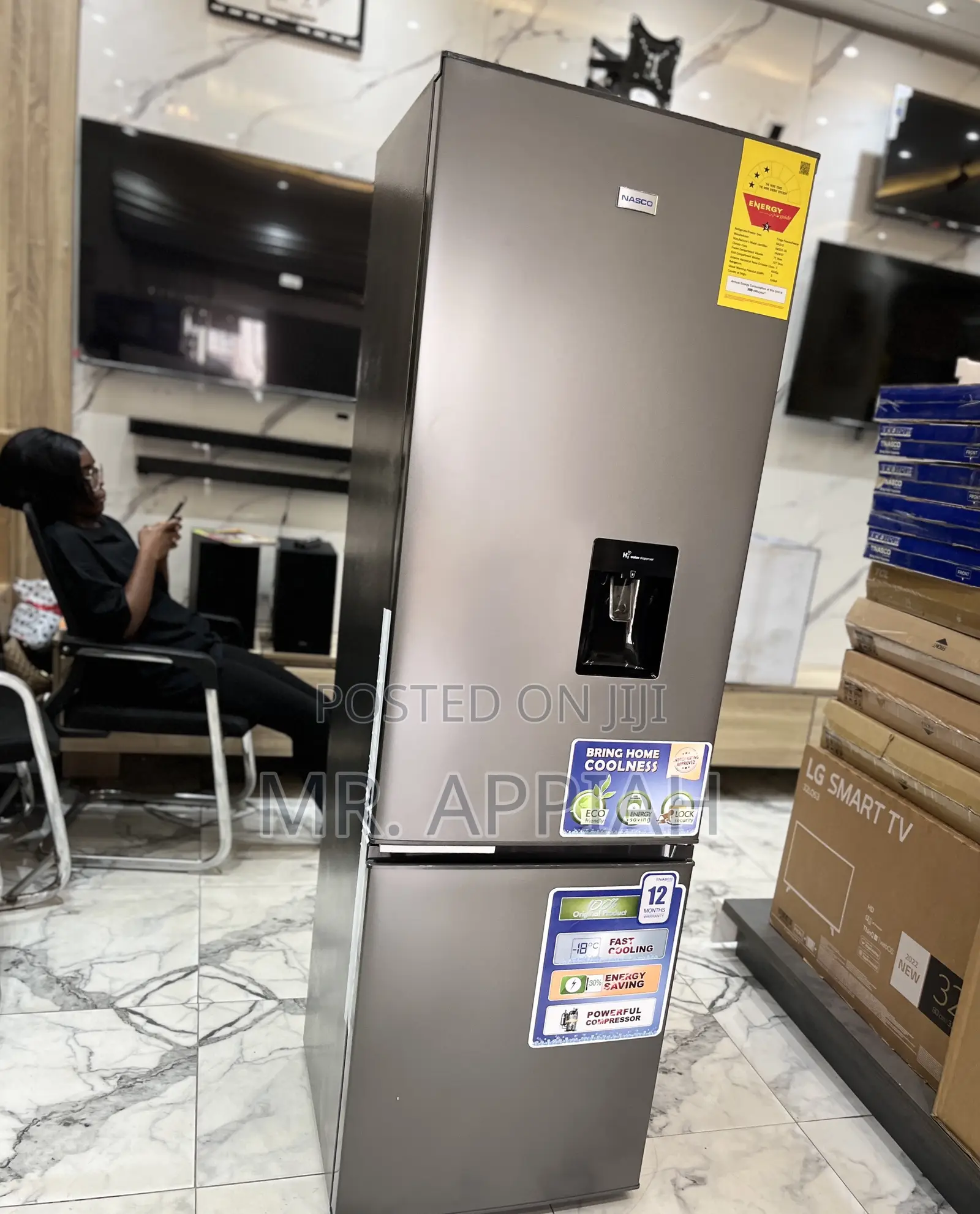 Sleek Nasco 260L Bottom Mount Electric Refrigerator(Nasd2-36fl )Gray