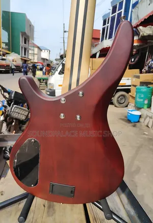 Ibanez 5-String Active Electric Bass Guitar in a Brown Matte Finish.