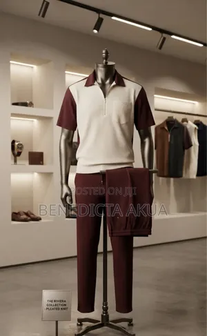 Two Piece Men's Wear Wine and White