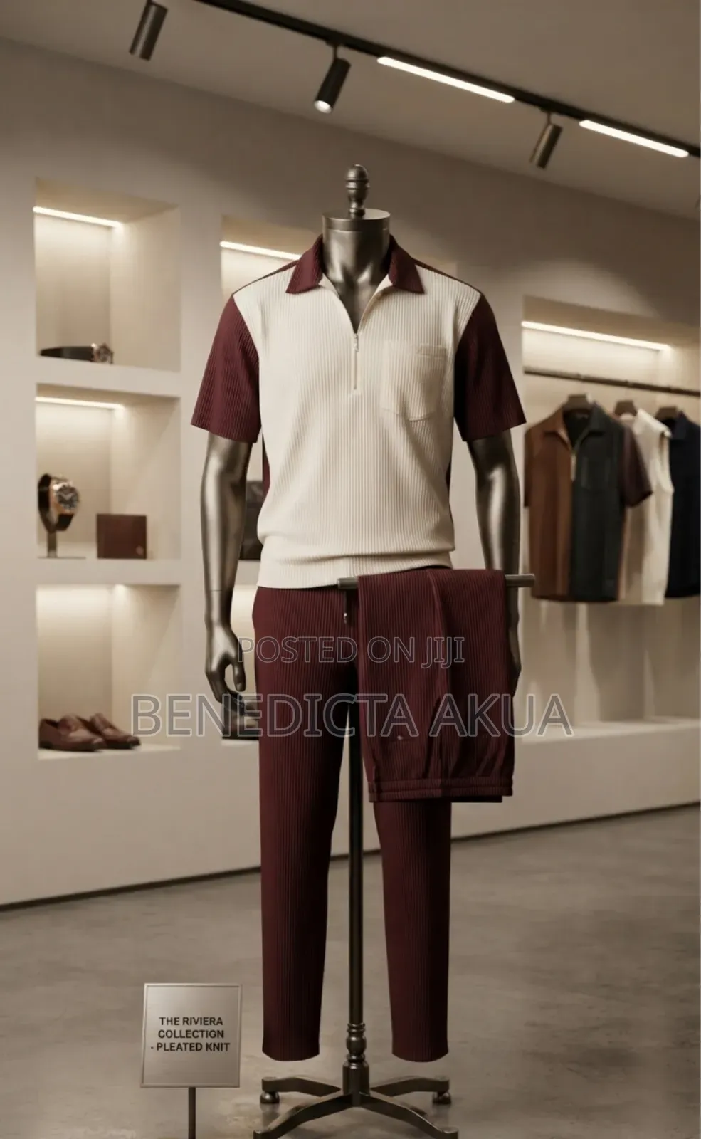 Two Piece Men's Wear Wine and White