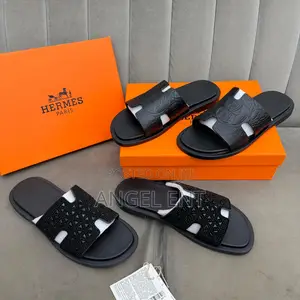 Hermes Izmir Sandals X Rhinestones in Black Leather(Location:Adum Ksi)