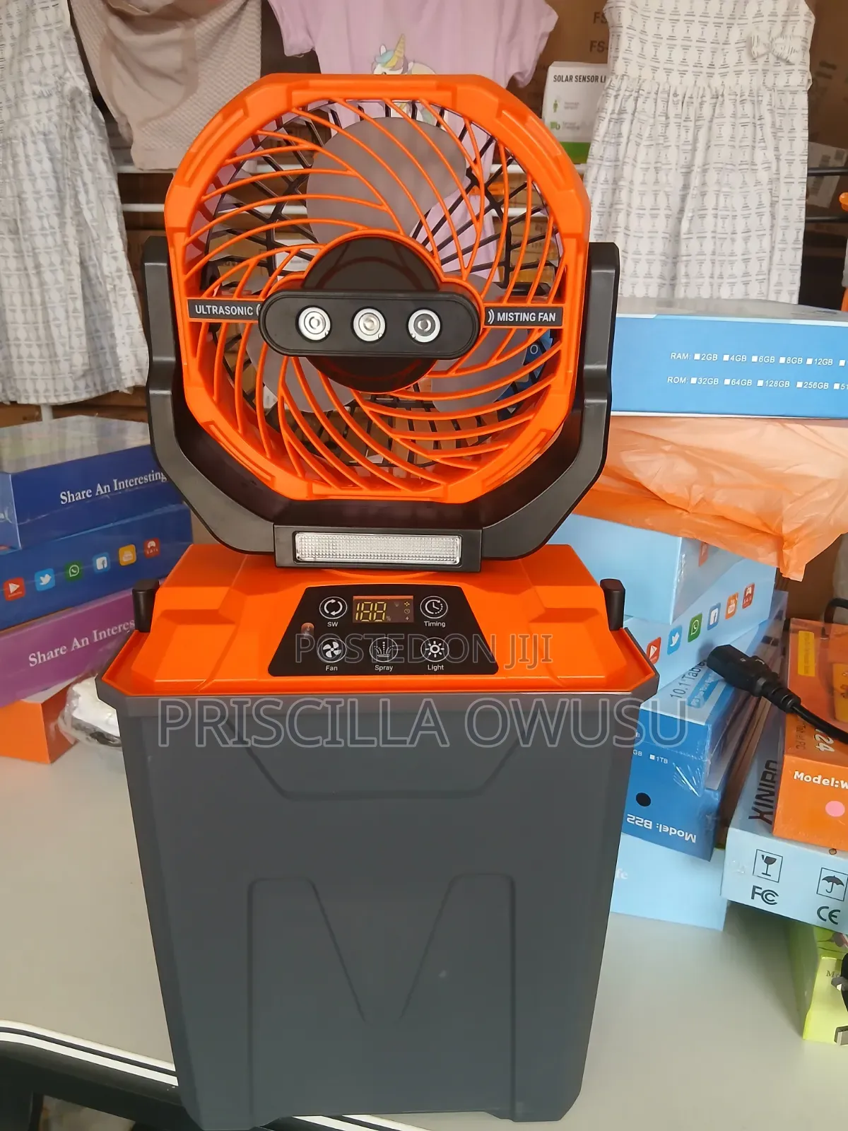 Rechargeable Mist Fan With Light and USB Port