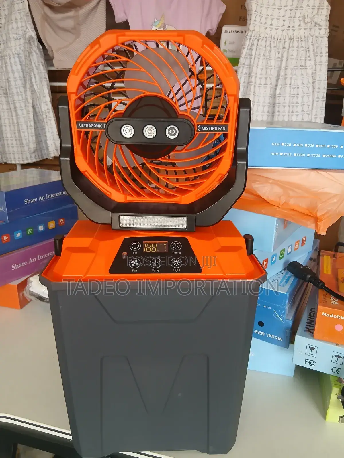 Rechargeable Mist Fan With Light and USB Port