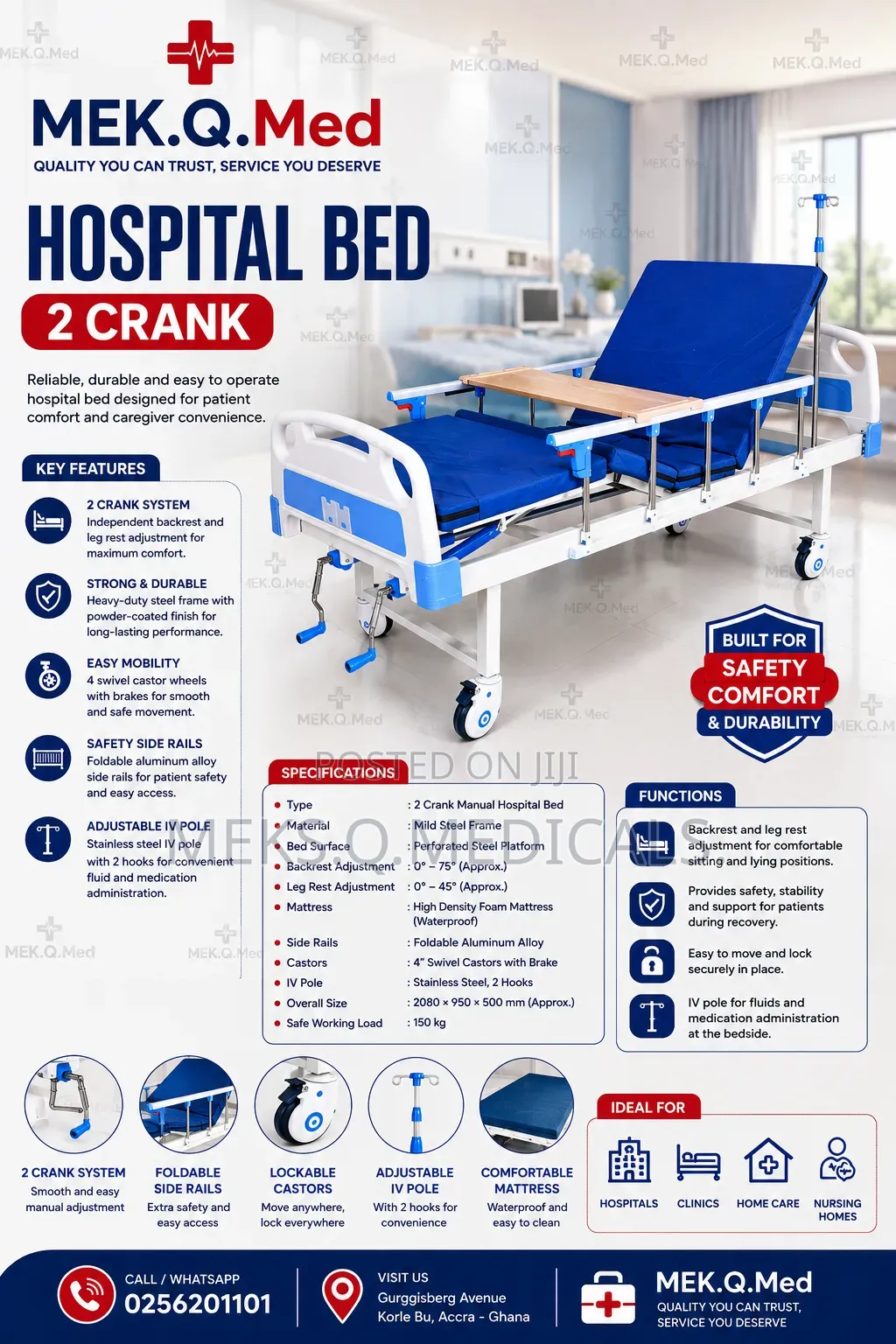Hospital Bed 2 Crank