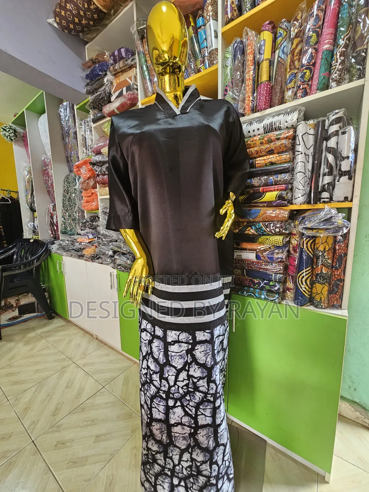 Aso Oke Satin Dress