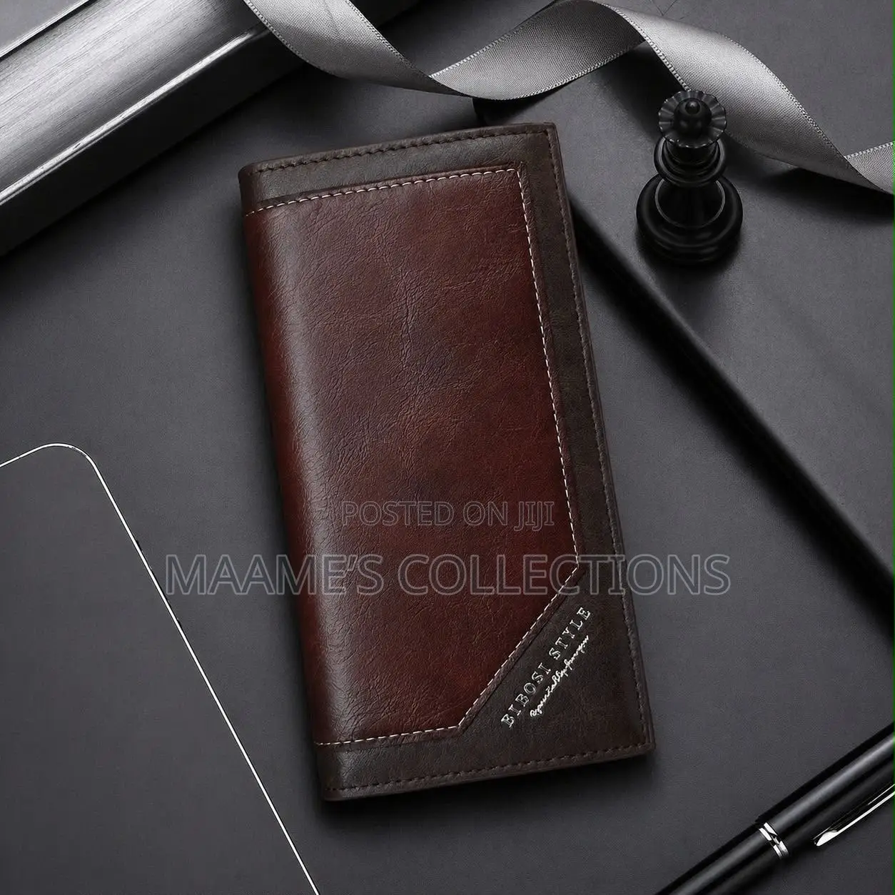 Premium Men’s Leather Long Wallet – Stylish Bi-Fold Wallet