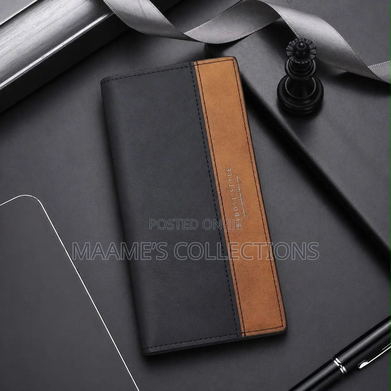 Premium Men’s Leather Long Wallet – Stylish Bi-Fold Wallet