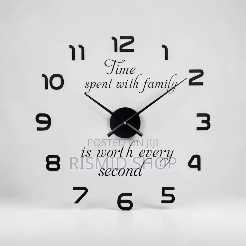 Mirror Wall Decor Clock 3d Big Diy Wallclock