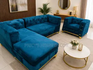 Stunning L-Shaped Velvet Sofa Set.