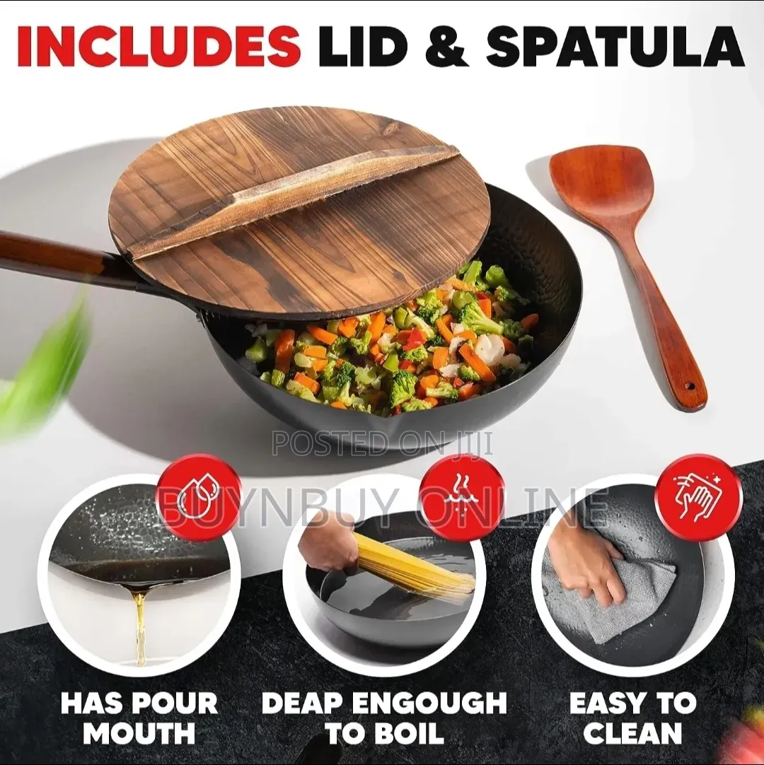 32cm Carbon Steel Wok Pan