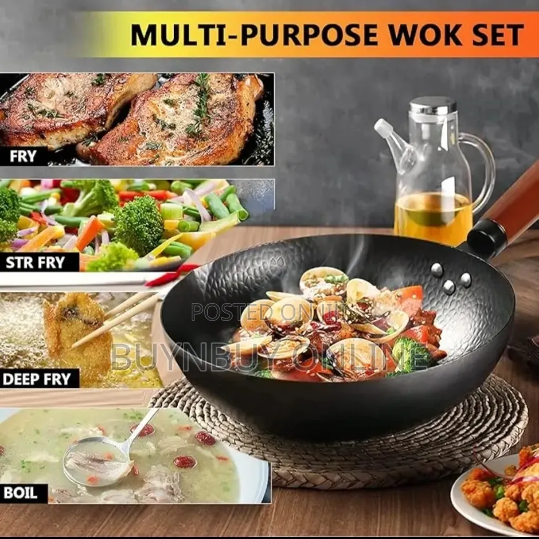 32cm Carbon Steel Wok Pan