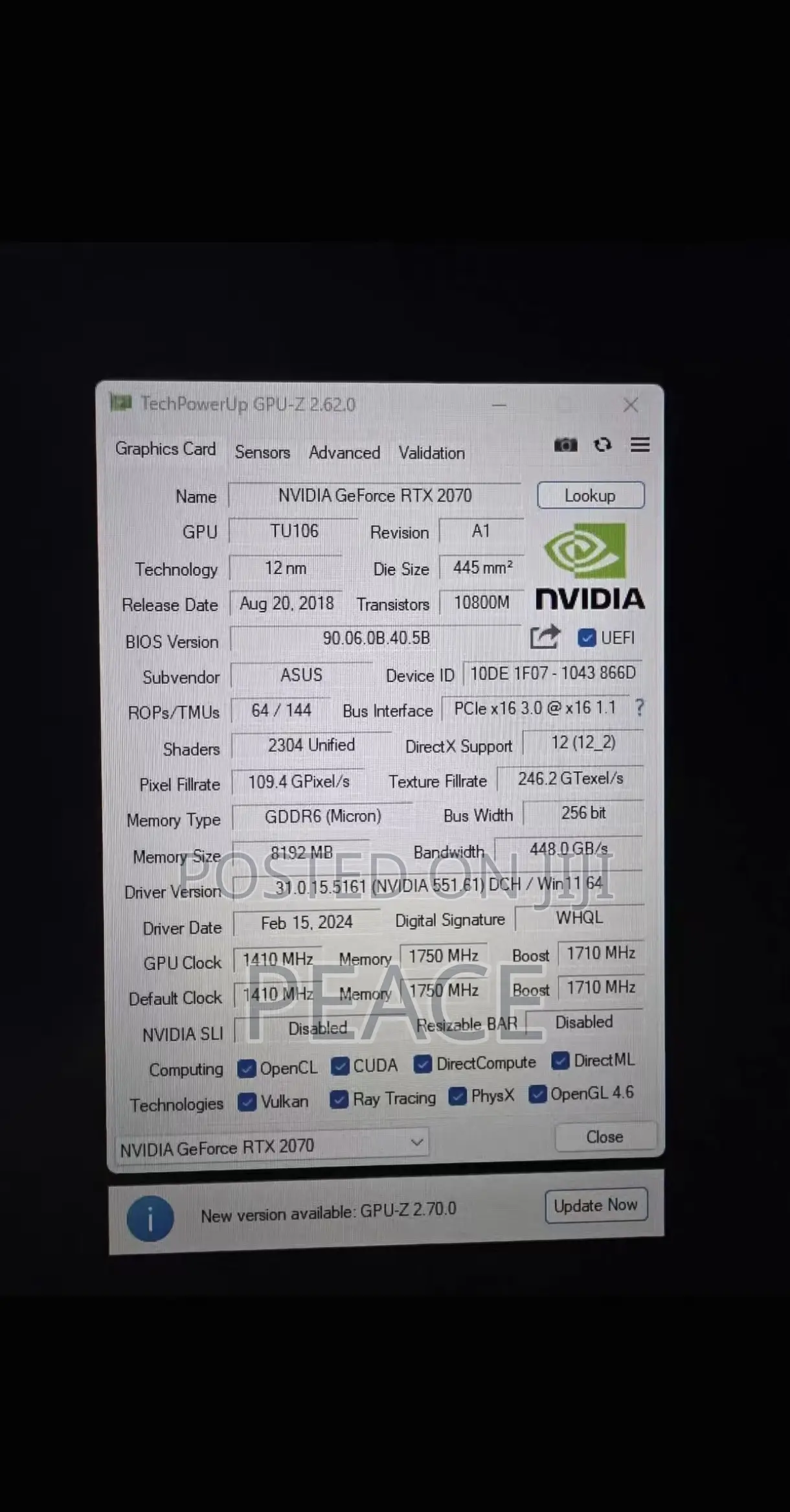 Graphics Card: RTX 2070
