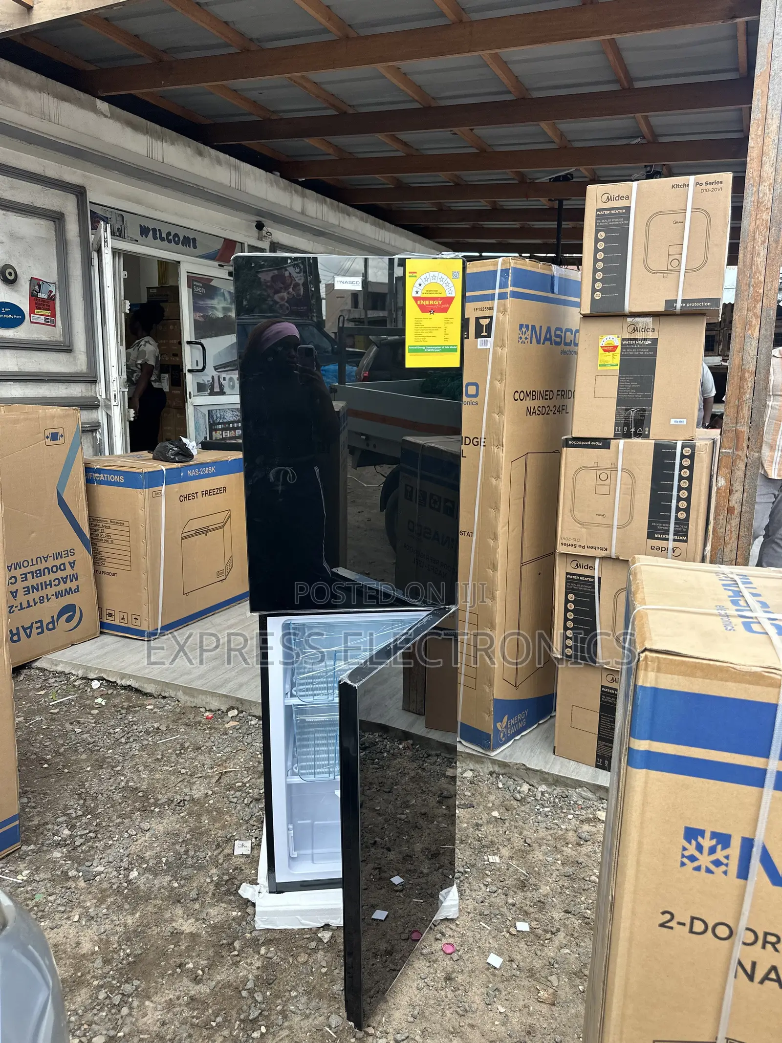 Mirror Double Door Black Nasco NASD2-24fl Nasco Fridge.