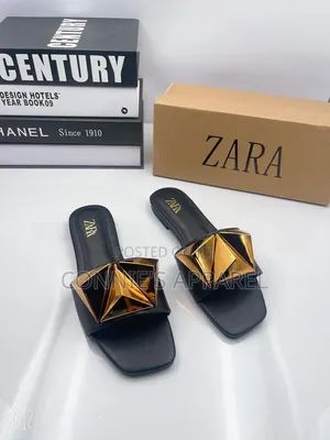 Golden Flat Zara Slippers for Women