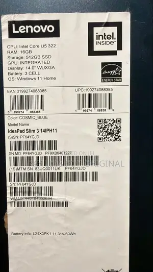 New Laptop Lenovo Ideapad 3 16GB Intel Core Ultra 5 SSD 512GB