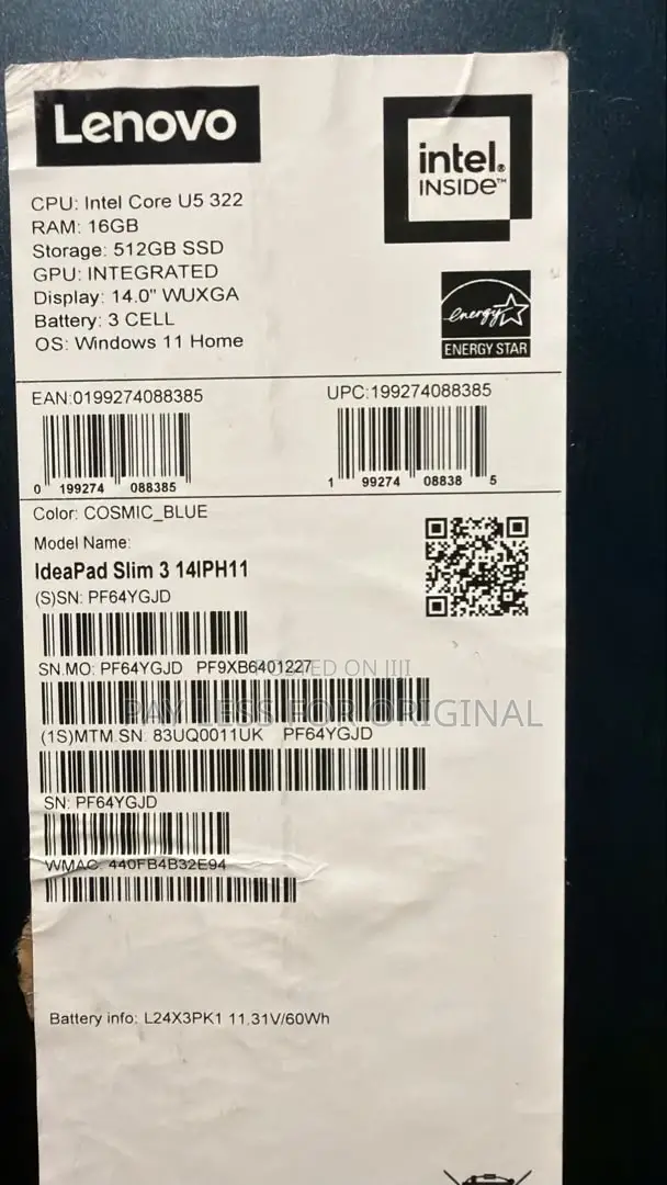 New Laptop Lenovo Ideapad 3 16GB Intel Core Ultra 5 SSD 512GB