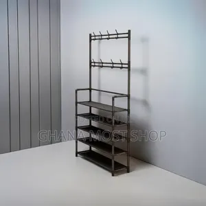 5 Tier Shoe Storage Shelf With Coat, Cap and Bags Rack(5353)