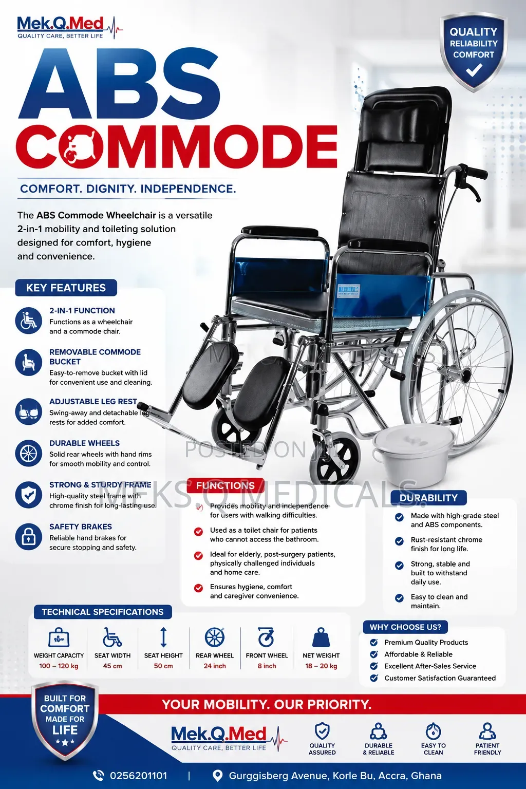 ABS Commode Wheelchair ( Orthopedic)
