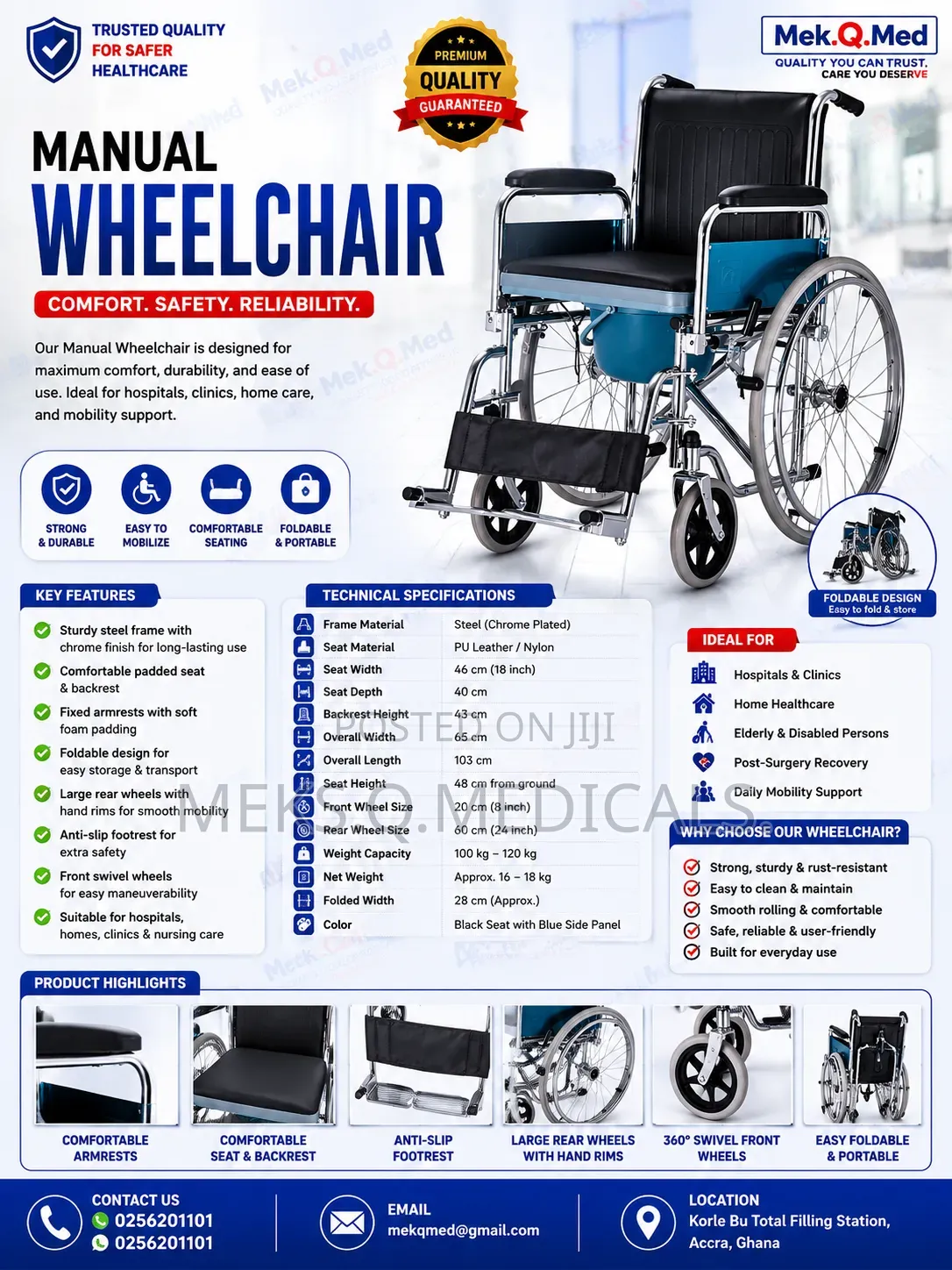 Commode Wheelchair ( Short Back )