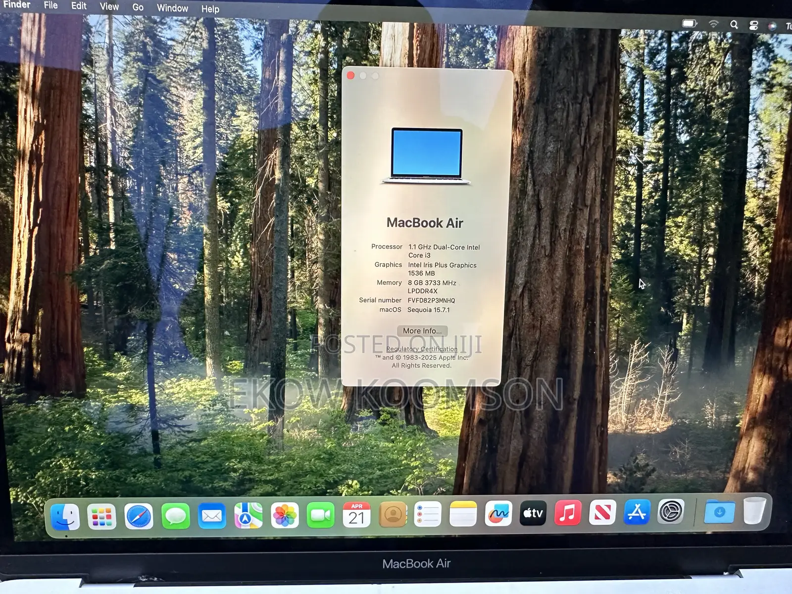 Laptop Apple MacBook Air 2020 8GB Intel Core i5 SSD 256GB