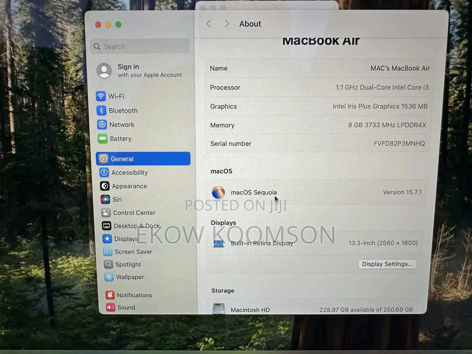 Laptop Apple MacBook Air 2020 8GB Intel Core i5 SSD 256GB