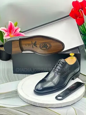 Men’s Black Cap Toe Oxford Shoes | Premium Leather Lace-Up