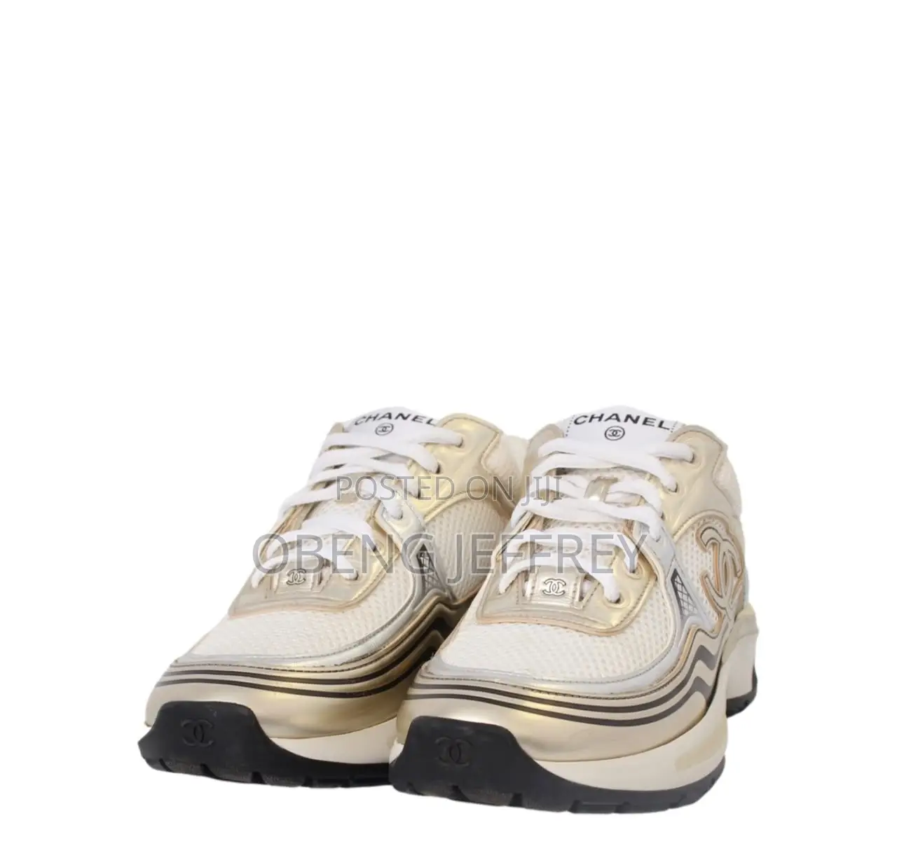 Original Chanel White Mesh Metallic Gold