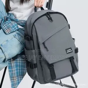 Gray Lianxi Trendy Lightweight Oxford Student School Backpack