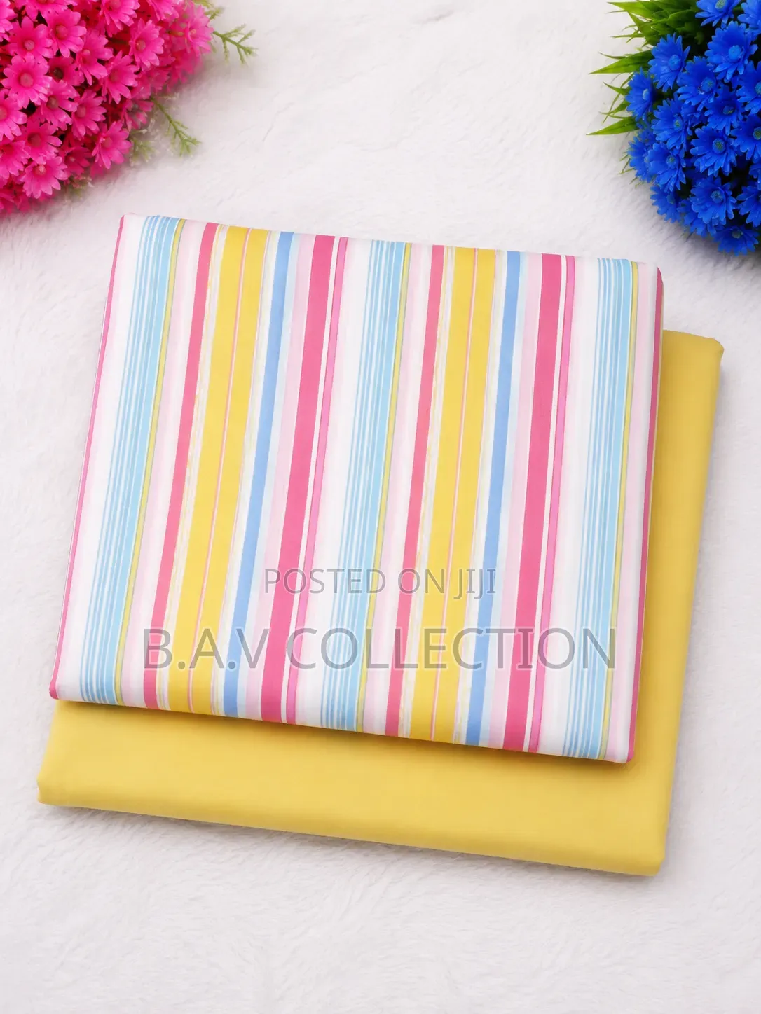 Plain and Pattern Fabric Material 4 Yards in Total 100% Cotton