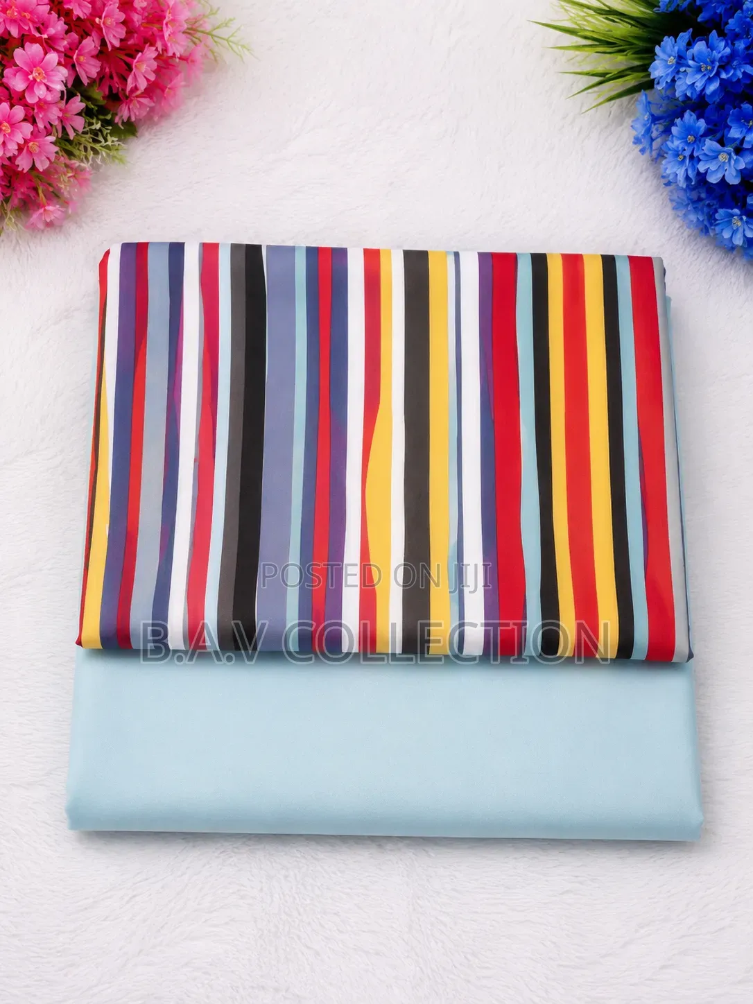 Plain and Pattern Fabric Material 4 Yards in Total 100% Cotton