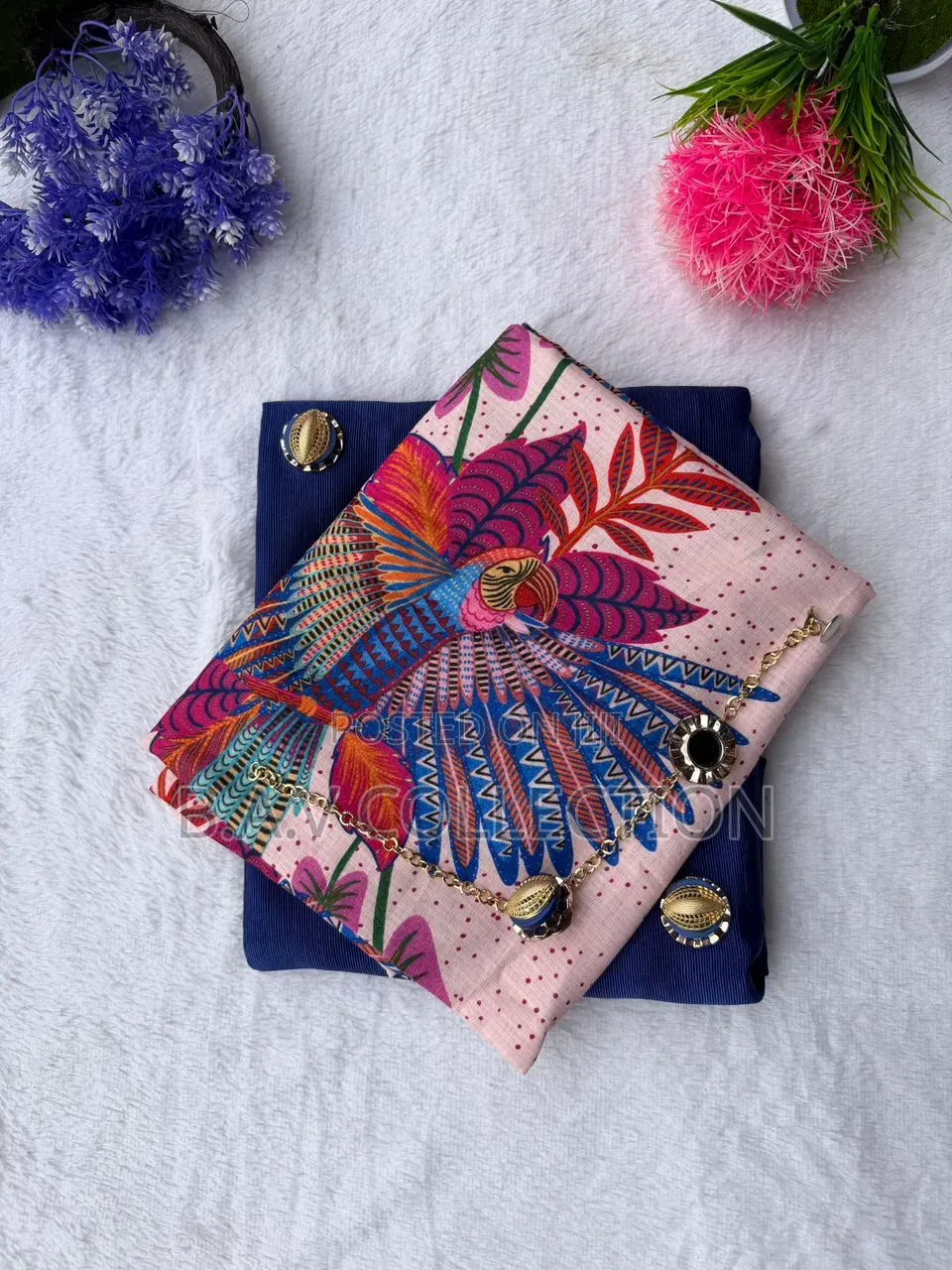 Plain and Pattern Fabric Material 4 Yards in Total 100% Cotton