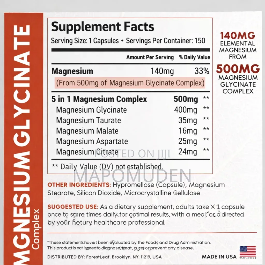 Forest Leaf Magnesium Glycinate Complex 500 Mg